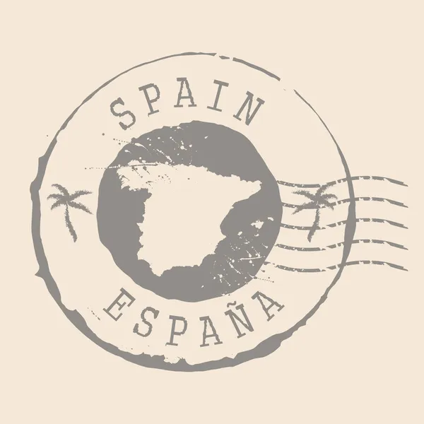 Spanien Briefmarke Postal Karte Silhouette Gummidichtung Design Retro Reisen Seal — Stockvektor