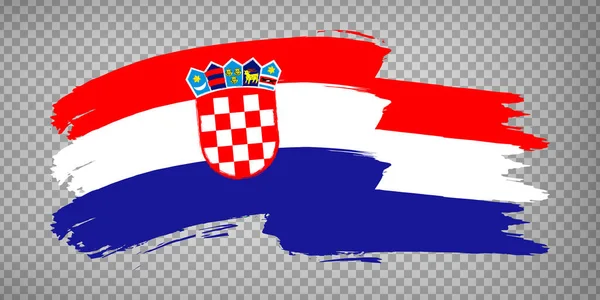 Bandiera Della Croazia Pennellate Sventolando Bandiera Della Croazia Sfondo Trasparente — Vettoriale Stock