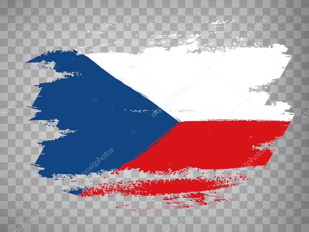 Flag Czech Republic from brush strokes.  Flag  of Czechia  on  transparent background for your web site design, app, UI. Stock vector. Vector illustration EPS10