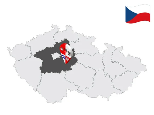 Местонахождение Центрально Чешский Регион Карте Чехия Трехмерный Знак Расположения Похож — стоковый вектор