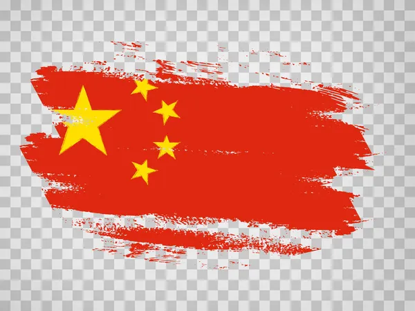 Vlag China Van Penseelstreken Vlag Volksrepubliek China Transparante Achtergrond Voor — Stockvector