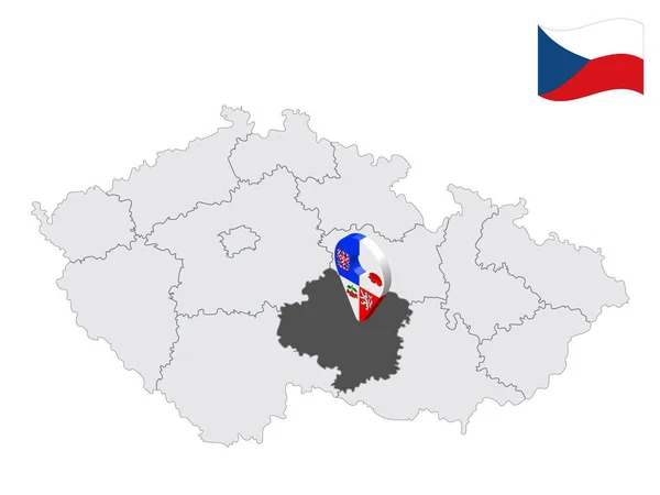 Местонахождение Vysocina Region Карте Чехия Знак Местоположения Похож Флаг Высоцины — стоковый вектор