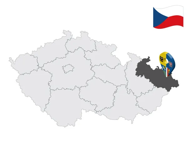 Lage Mährisch Schlesische Region Auf Der Karte Tschechische Republik Ortsschild — Stockvektor