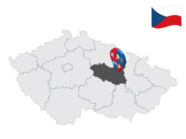Регион Пардубице Карте Чехия Знак Местоположения Похож Флаг Пардубице Карта — стоковый вектор