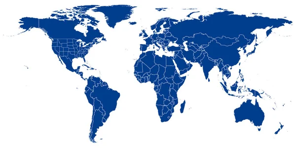 Carte Monde Vecteur Bleu Carte Monde Similaire Vecteur Blanc Sur — Image vectorielle