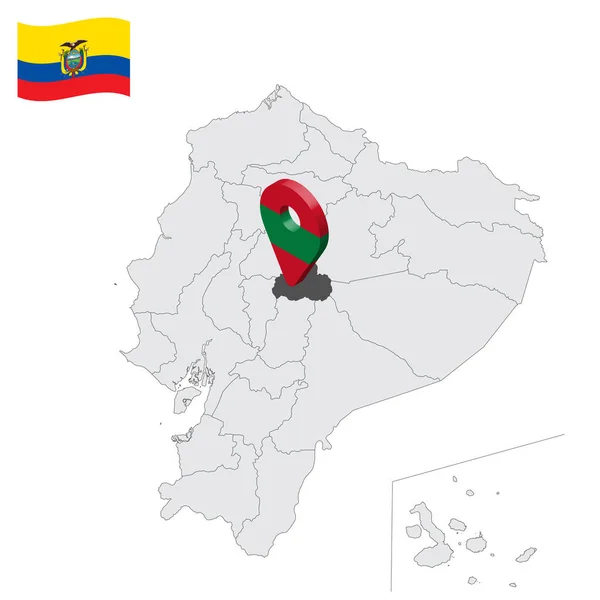 Tungurahua Bölgesi Ekvador Haritasında Tungurahua Bayrağına Benzeyen Işaret Tasarımın Için — Stok Vektör