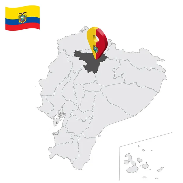 場所ピチンチャ県の地図エクアドル ピチンチャの旗に似た3D位置表示 あなたのデザインのためのエクアドル共和国の州との品質地図 Eps10 — ストックベクタ