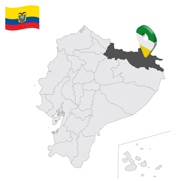 Ubicación Provincia Sucumbios Mapa Ecuador Signo Ubicación Similar Bandera Sucumbios — Vector de stock