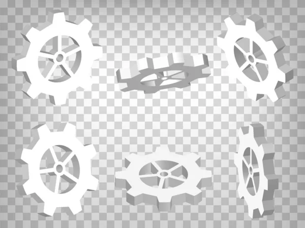 見通しのセット透明な背景に3Dギアモデルのアイコン 3次元歯車 ウェブサイトのデザイン アプリ Uiのグラフィック要素の抽象概念 Eps — ストックベクタ