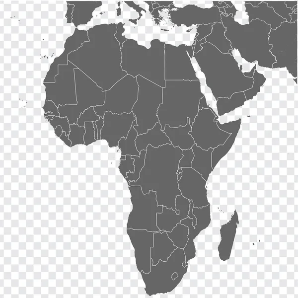Mapa África Asia Occidental Vector Gris Similar África Mapa Blanco — Vector de stock
