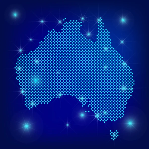 Australien Karta Blått Ritad Karta Prickar Australien Karta Med Spotlights — Stock vektor