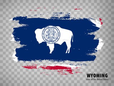 Wyoming bayrağı fırça darbelerinden. Amerika Birleşik Devletleri. Web sitesi tasarımı, uygulaması, UI için saydam arkaplan üzerinde başlığı olan Flag Wyoming. ABD. Vektör çizimi. EPS10.