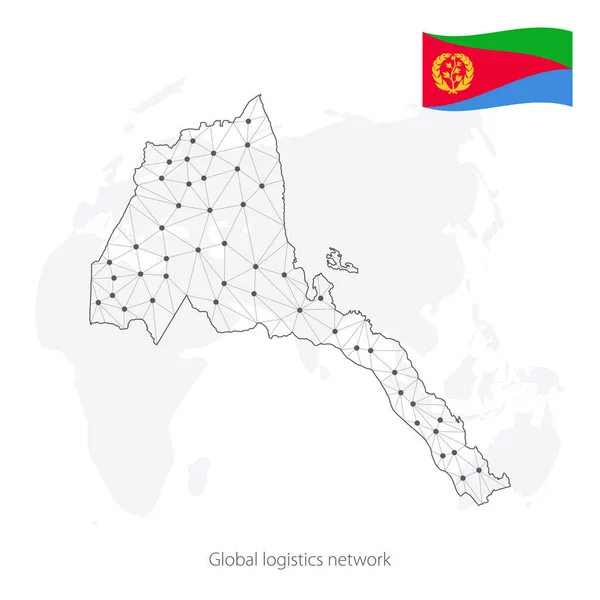 Concepto Red Logística Global Mapa Red Comunicaciones Eritrea Contexto Mundial — Archivo Imágenes Vectoriales