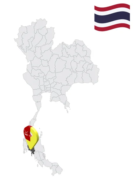 Ubicación Provincia Krabi Mapa Tailandia Krabi Bandera Mapa Marcador Ubicación — Vector de stock