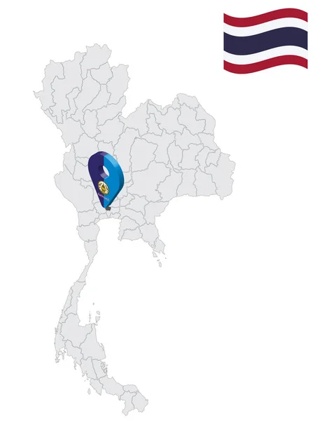 Tayland Haritasında Nonthaburi Eyaleti Nin Yeri Nonthaburi Bayrak Haritası Konum — Stok Vektör
