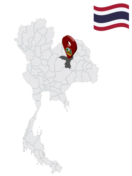 Ubicación Khon Kaen Province Mapa Tailandia Khon Kaen Marcador Mapa — Vector de stock