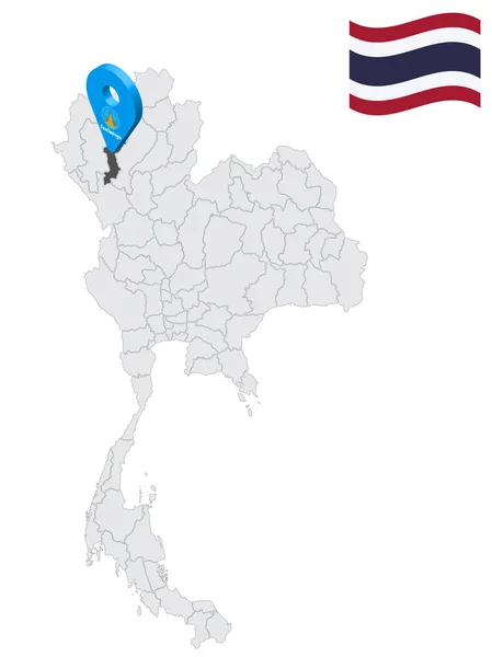 Местонахождение Провинции Ламфун Карте Таиланд Lamphun Flag Marker Location Pin — стоковый вектор