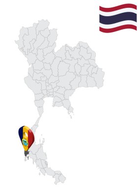 Tayland haritasında Phang Nga eyaletinin konumu. 3d Phang Nga bayrak haritası konumlama şifresi. İnternet sitesi tasarımı, uygulaması ve UI için Tayland Eyaletleri ile kaliteli bir harita. EPS10.