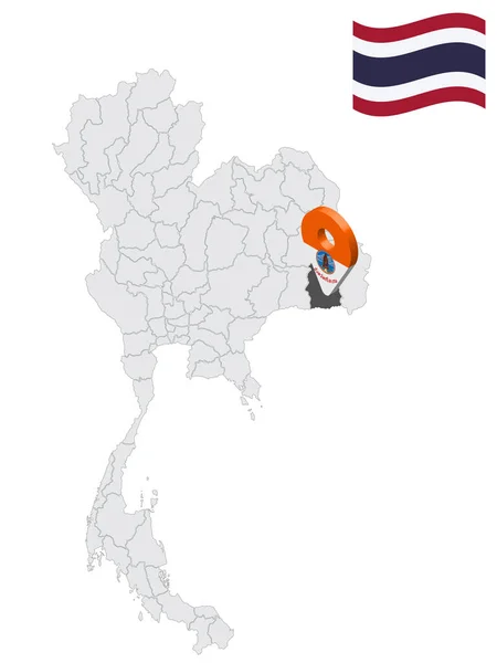 Ubicación Provincia Sisaket Mapa Tailandia Sisaket Bandera Mapa Marcador Ubicación — Vector de stock