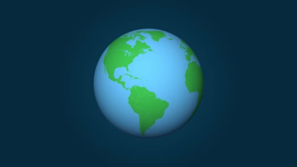 Błyszcząca Planeta Earth Rotation Animation Globe Spinning Seamless Loop Wideo — Wideo stockowe