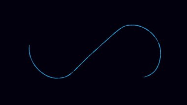 Sonsuzluk sembolü birden fazla çizgi, animasyon figürü. Birçok satırdan siyah arkaplanda ortaya çıkan renk sonsuzluğu işareti. Dijital arka plan. Görüntü. MP4.