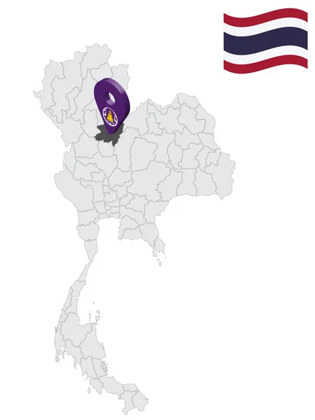 Location Phitsanulok Province Map Thailand Phitsanulok Flag Map Marker Location — Stock Vector