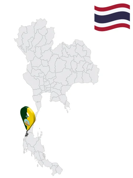 Tayland Haritasında Ranong Eyaleti Nin Yeri Ranong Bayrak Haritası Konum — Stok Vektör