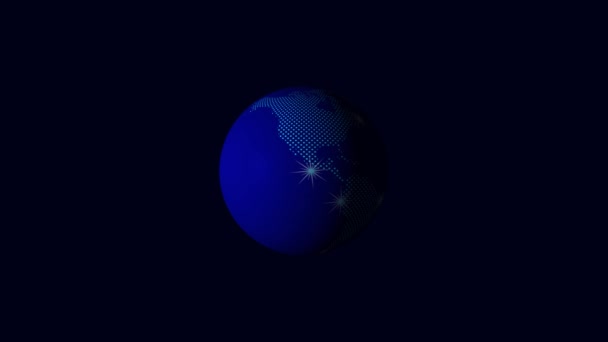 全球通信网络概念 带着蓝宝石的明亮星群在深蓝色背景下旋转着的地球 业务扩展全球背景 4K分辨率 — 图库视频影像