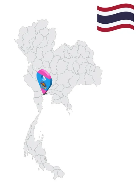 Ubicación Provincia Samut Sakhon Mapa Tailandia Samut Sakhon Bandera Mapa — Vector de stock