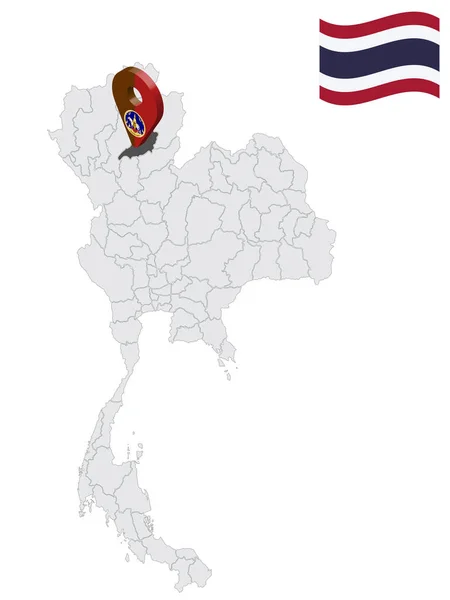 Τοποθεσία Της Επαρχίας Phrae Στο Χάρτη Της Ταϊλάνδης Phrae Σημαία — Διανυσματικό Αρχείο