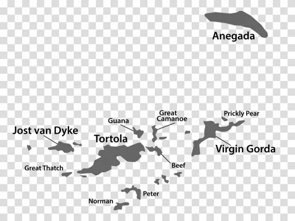 Blank Map British Virgin Islands Gray Every Island Map Titles — 스톡 벡터
