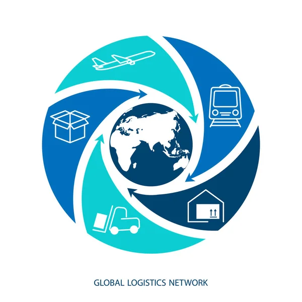 Globales Logistiknetzwerk Karte Der Globalen Logistikpartnerschaft Weiße Ähnliche Weltkarte Und — Stockvektor