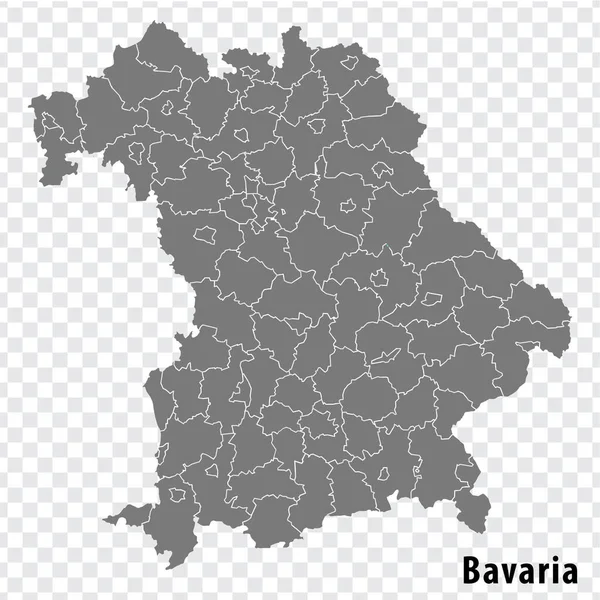 Map Free State Bavaria Transparent Background Bavaria Map Districts Gray — Stock Vector