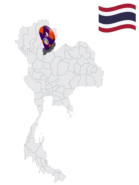 Location Uttaradit Province Map Thailand Uttaradit Flag Map Marker Location — Vector de stock