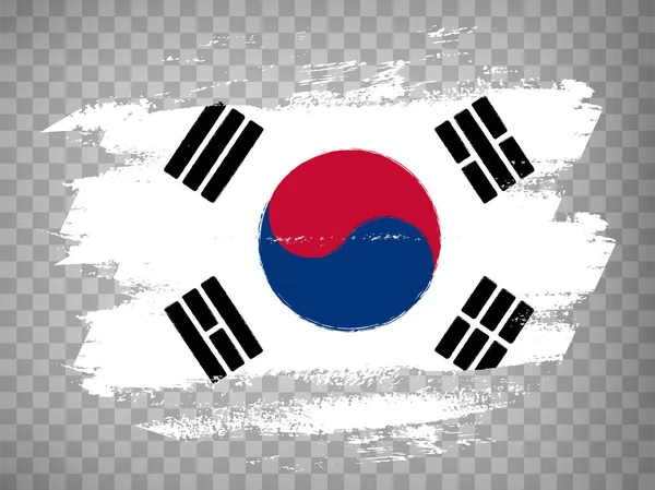 Flag South Korea Brush Stroke Background Flag Republic Korea Transparent — 图库矢量图片