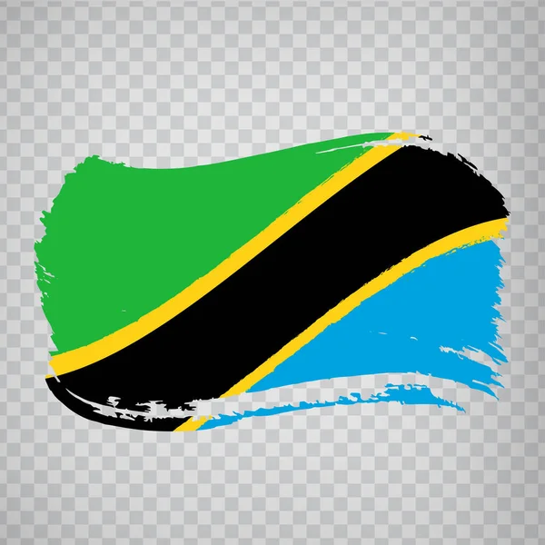 ブラシストロークからタンザニアフラグ ウェブサイトのデザイン アプリ Uiの透明性のある背景に タンザニア連合共和国の旗を振る 株式ベクトル Eps10 — ストックベクタ