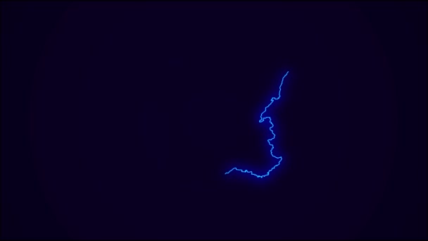 France Map Outline Country Border Dark Blue Neon Lights Colorful — Video Stock