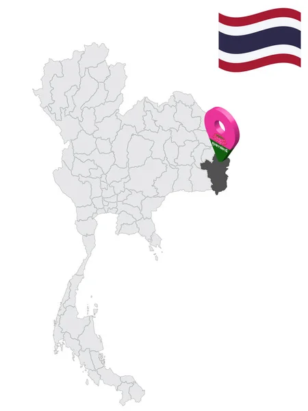 Ubon Ratchathani Tartomány Földrajzi Fekvése Térképen Thaiföld Ubon Ratchathani Zászló — Stock Vector