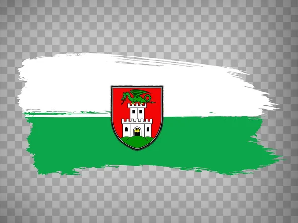 Прапор Любляни Мазки Пензля Flag Ljubljana Capital Slovenia Transparent Background — стоковий вектор