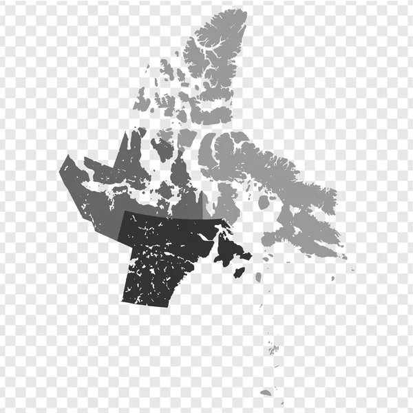 Mappa Nunavut Sfondo Trasparente Territorio Nunavut Mappa Con Comuni Grigio — Vettoriale Stock