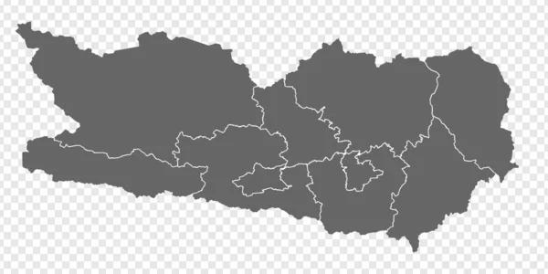 Şeffaf Arkaplanda Avusturya Haritası Sitenin Tasarımı Logosu Uygulaması Için Bölgeleri — Stok Vektör