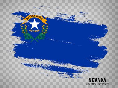 Fırça darbelerinden Nevada bayrağı. Amerika Birleşik Devletleri. Web sitesi tasarımı, uygulaması ve UI için saydam arkaplan üzerinde Nevada bayrağı. ABD. Vektör çizimi. EPS10.