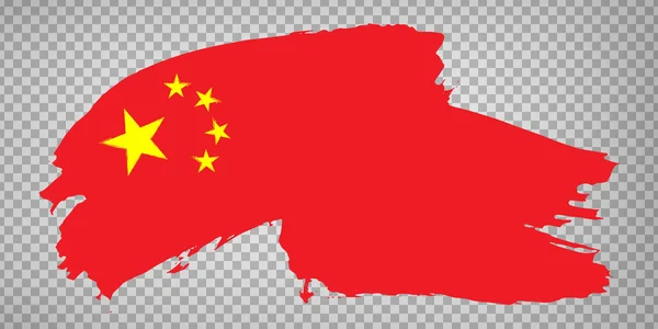 Флаг Китая Мазков Кистью Ждем Китайскую Народную Республику Прозрачном Фоне — стоковый вектор