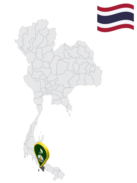 Location Satun Province Map Thailand Satun Flag Map Marker Location — Stock Vector
