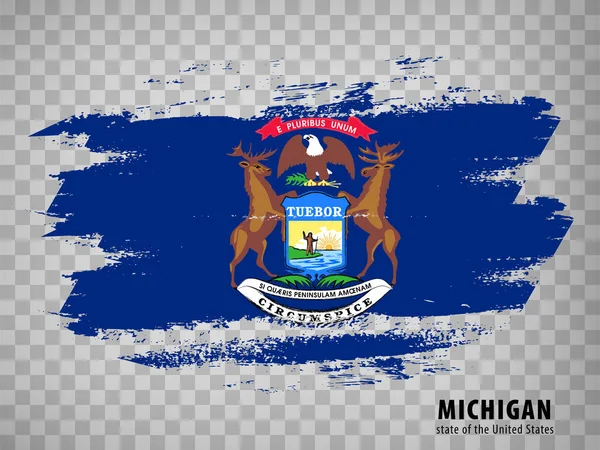 Bandeira Michigan Pinceladas Estados Unidos América Bandeira Michigan Com Título —  Vetores de Stock