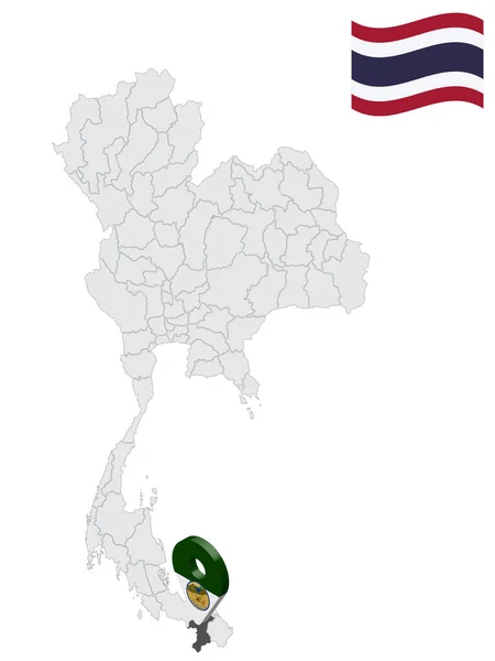 Ubicación Yala Province Mapa Tailandia Yala Bandera Mapa Marcador Ubicación — Vector de stock