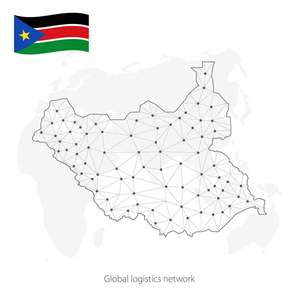 Концепция Глобальной Логистической Сети Карта Сетей Связи Южного Судана Мировом — стоковый вектор