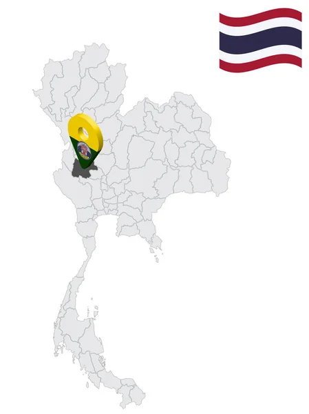 Location Uthai Thani Province Map Thailand Uthai Thani Flag Map — Stock Vector