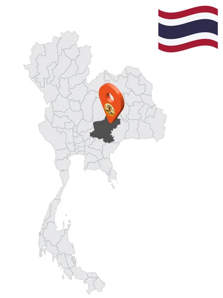 Ubicación Nakhon Ratchasima Province Mapa Tailandia Uthai Thani Bandera Mapa — Vector de stock