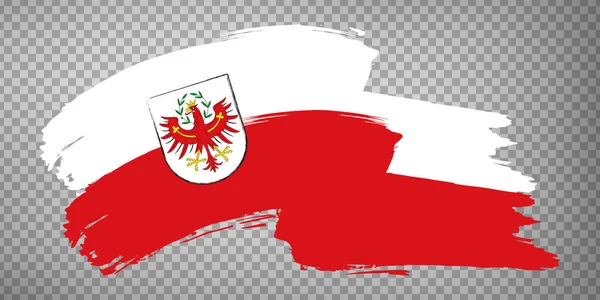 Tiroli Ecsetvonások Zászlaja Waving Zászló Tirol Átlátszó Háttér Weboldal Design — Stock Vector